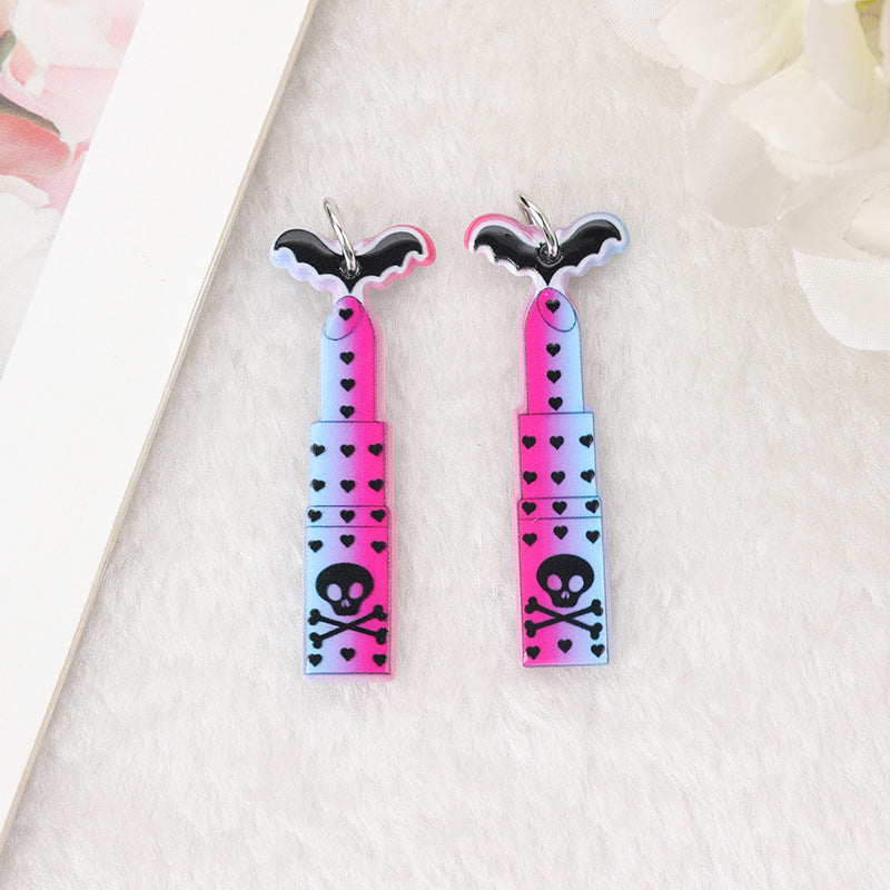 Wholesale 10pcs Acrylic Halloween Skull RIP Witch Doll DIY Earrings Keychain Accessories